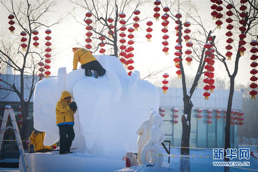 (社会)(2)哈尔滨:雪雕好手秀技艺