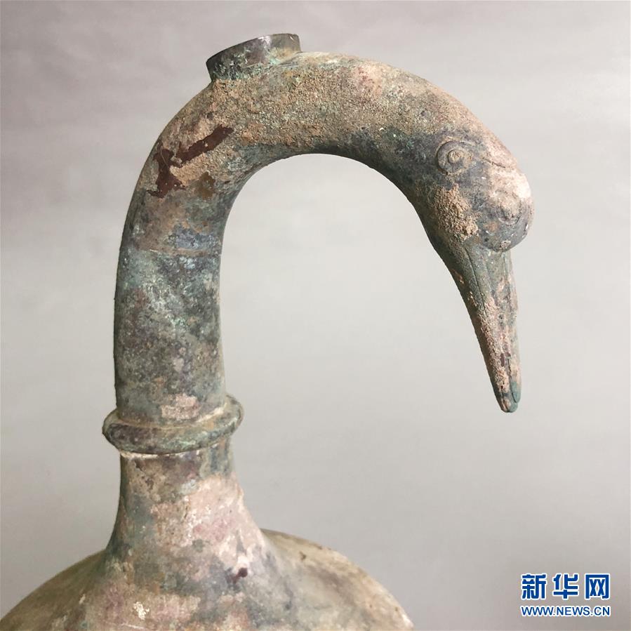 （图文互动）（2）河南出土鹅首曲颈青铜壶 内有逾3000ml不明液体